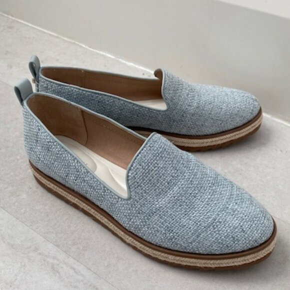 NWT KELLY & KATIE Zemi Denim Blue Tweed Espadrille Slip-On Shoes 7 - Picture 3 of 13